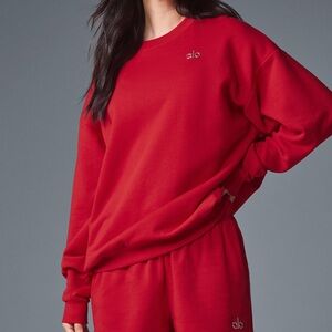 NWT ALO YOGA Accolade Crewneck Pullover Bold Red